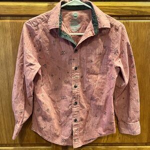 Wonder Nation Kids Red Patterned Button Down Shirt
